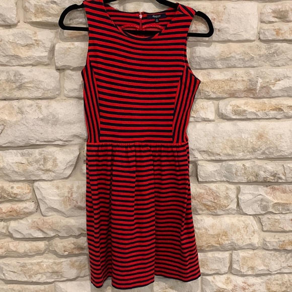 Madewell Dresses & Skirts - Madewell Red and blue striped fit and flare dress. Size XS